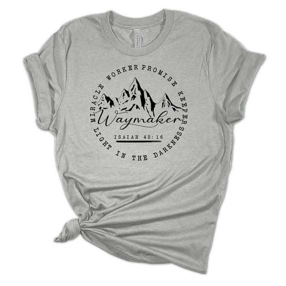 Waymaker Isaiah 42:16 Unisex Ladies Design Christian T-shirt Graphic Tee-Sports Grey-5xl