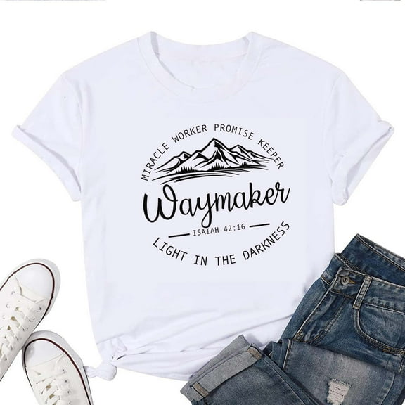 Waymaker Miracle Worker Promise Keeper Women's T-Shirt – Christian Worship Graphic Tee, Short Sleeve Top