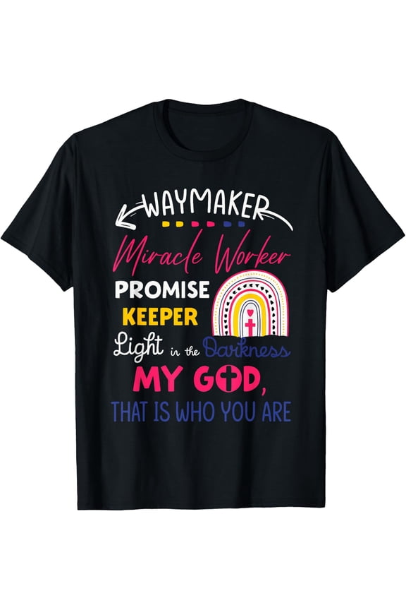 Waymaker Miracle Worker Rainbow Boho Christian T-Shirt Size S-5XL