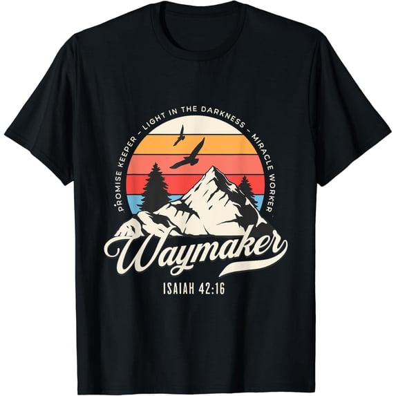 Waymaker Promise Keeper Miracle Worker Christian Bible Verse T-Shirt Black Medium
