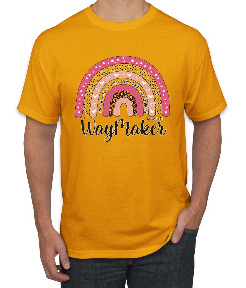Waymaker Rainbow Inspirational/Christian Men's Graphic T-Shirt, Gold ...