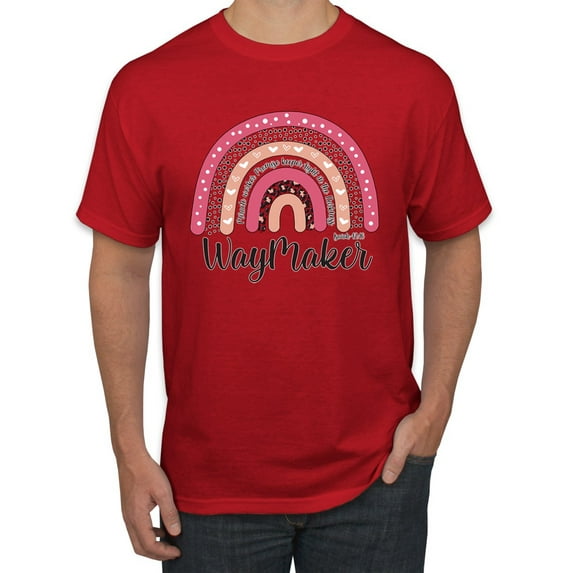 Waymaker Rainbow Inspirational/Christian Men's Graphic T-Shirt, Red, Large