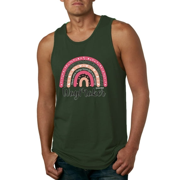 Waymaker Rainbow Inspirational/Christian Mens Graphic Tank Top, Forest Green, Large