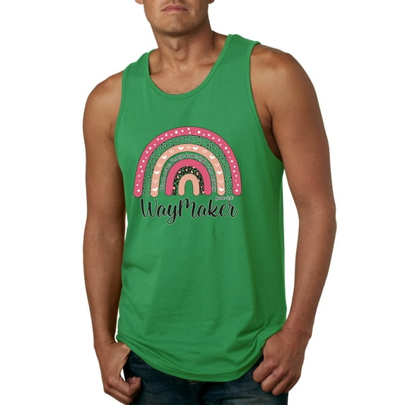 Waymaker Rainbow Inspirational/Christian Mens Graphic Tank Top, Kelly, X-Large
