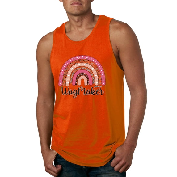 Waymaker Rainbow Inspirational/Christian Mens Graphic Tank Top, Orange, Medium