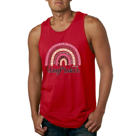 Waymaker Rainbow Inspirational/Christian Mens Graphic Tank Top, Red, 3X-Large