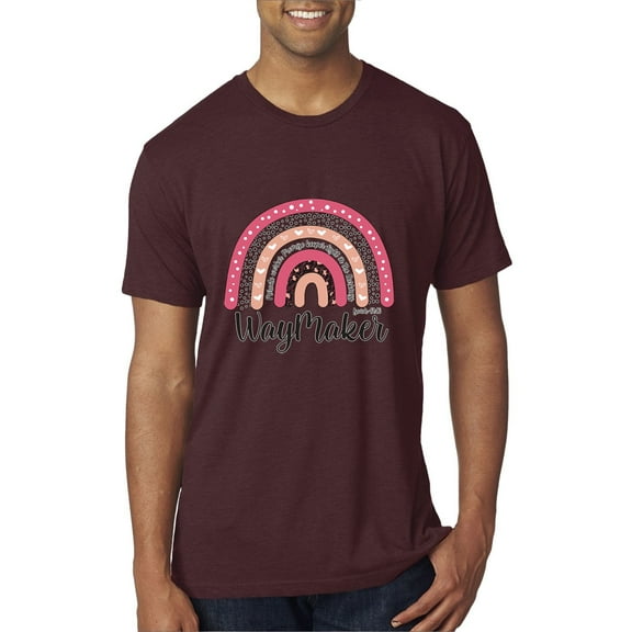 Waymaker Rainbow Inspirational/Christian Mens Premium Tri Blend T-Shirt, Cardinal, Large