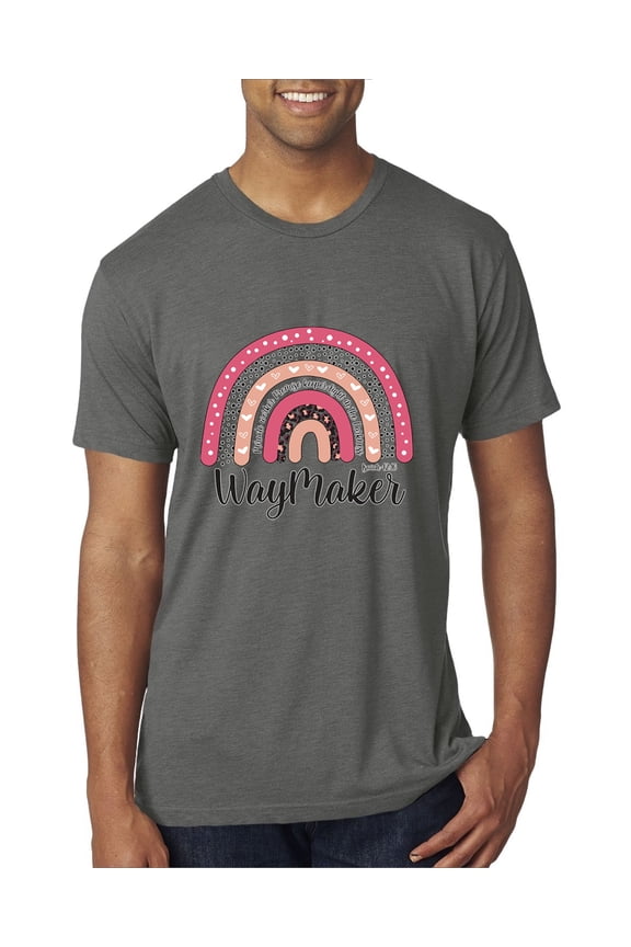 Waymaker Rainbow Inspirational/Christian Mens Premium Tri Blend T-Shirt, Dark Heather, Large
