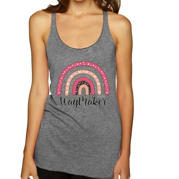 Waymaker Rainbow Inspirational/Christian Tri-Blend Racerback Tank Top, Premium Heather, Medium