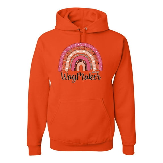 Waymaker Rainbow Inspirational/Christian Unisex Graphic Hoodie Sweatshirt, Orange, Medium