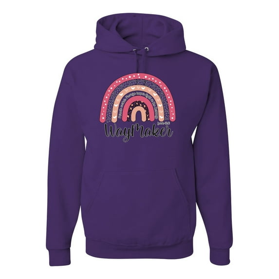 Waymaker Rainbow Inspirational/Christian Unisex Graphic Hoodie Sweatshirt, Purple, Small