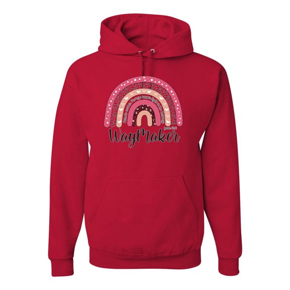 Waymaker Rainbow Inspirational/Christian Unisex Graphic Hoodie Sweatshirt, Red, X-Large