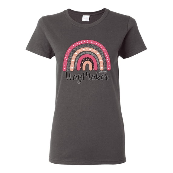 Waymaker Rainbow Inspirational/Christian Womens Graphic T-Shirt, Charcoal, Medium