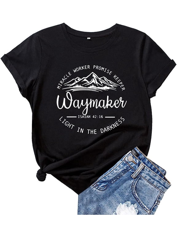 Waymaker Tshirt Short Sleeve Jesus Shirts for Women Saying Christian T Shirts Women Faith Tshirt