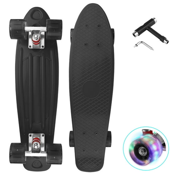 Waymax Beginner Adults Skateboards Cruiser Skateboard with T-Tool Included, Black, 27" x 7.5"