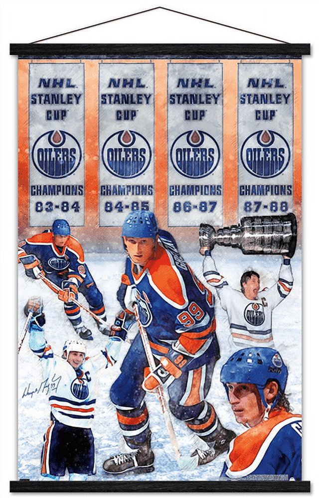 Wayne Gretzky - Banners Wall Poster with Wooden Magnetic Frame, 22.375" x 34"