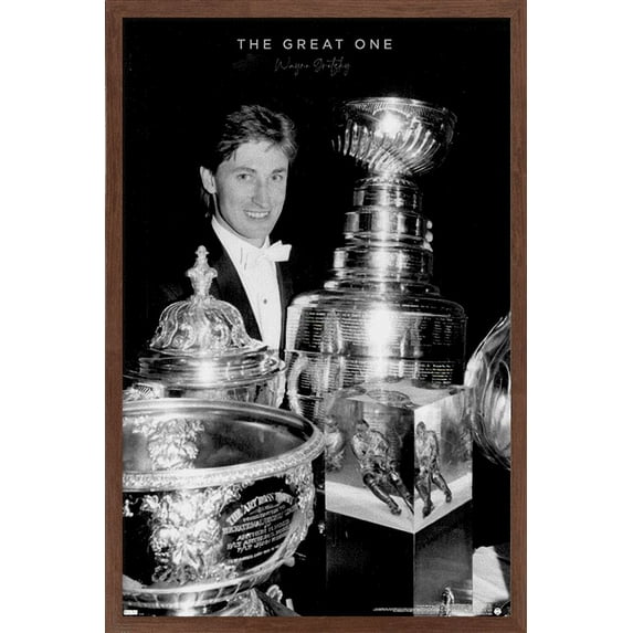 Wayne Gretzky - Trophies Wall Poster, 14.725" x 22.375", Framed