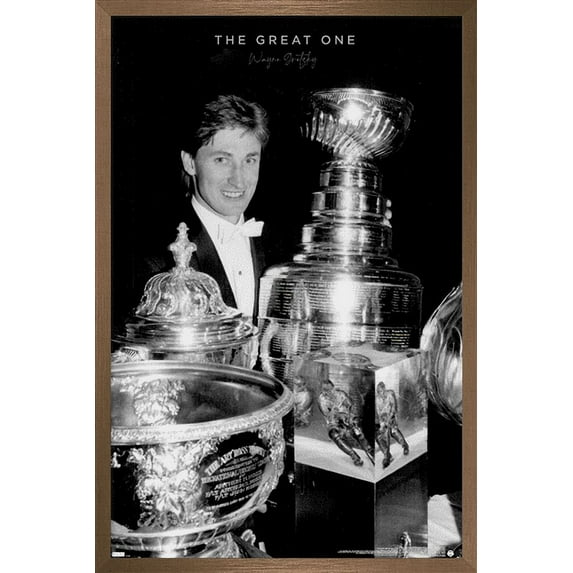 Wayne Gretzky - Trophies Wall Poster, 22.375" x 34", Framed