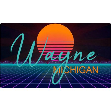 Wayne Michigan 4 X 2.25-Inch Vinyl Decal Stiker Retro Neon Design
