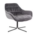 Wayne Modern Swivel Accent Chair, Black Metal Base & Grey Velvet