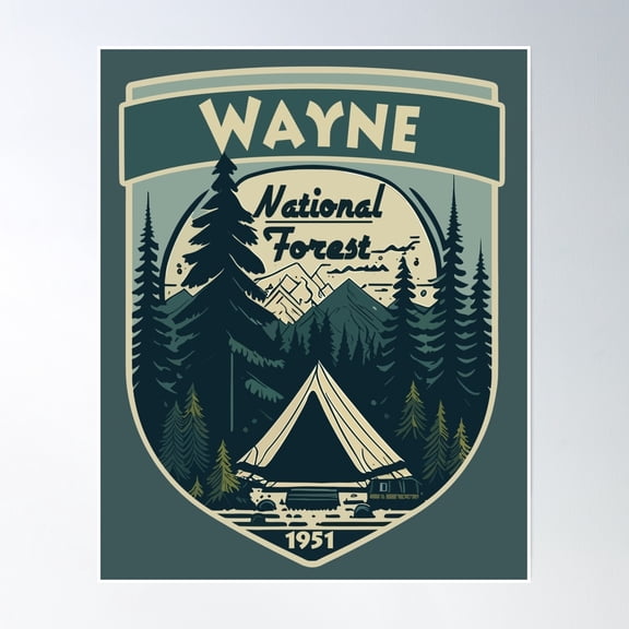 Wayne National Forest Poster Wall Art, Modern Wall Decor, 12x18 UNFRAMED