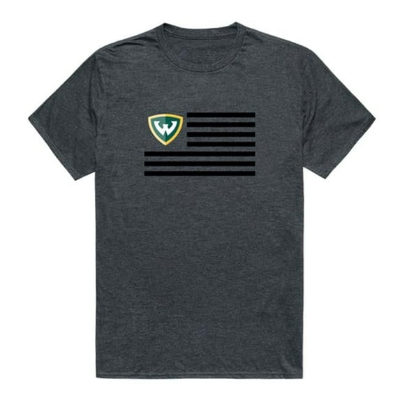 Wayne State University Flag T-Shirt, Heather Charcoal 2 - Large