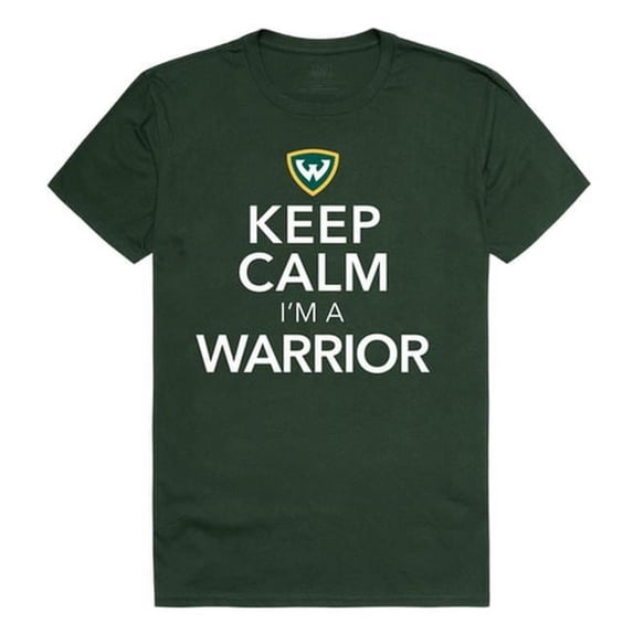 Wayne State University Men Keep Calm T-Shirt, Forest White - Extra Large