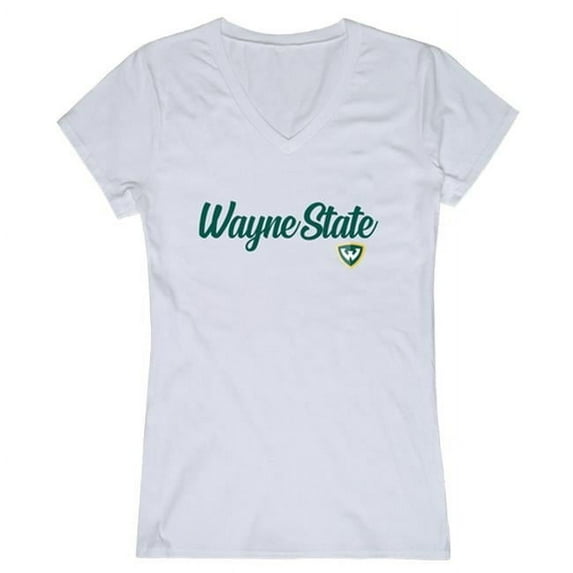 Wayne State University Script T-Shirt for Women, White - Small