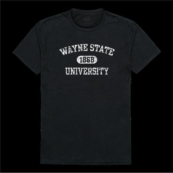 Wayne State University Warriors Distressed Arch College T-Shirt, Black - Large