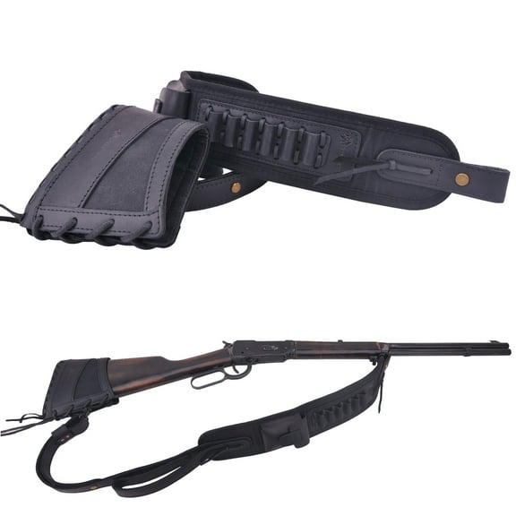 Wayne's Dog 1 Suit Leather Canvas Rifle Buttstock Recoil Pad with Leather Gun Sling Strap for .357 .30/30 .38 .35