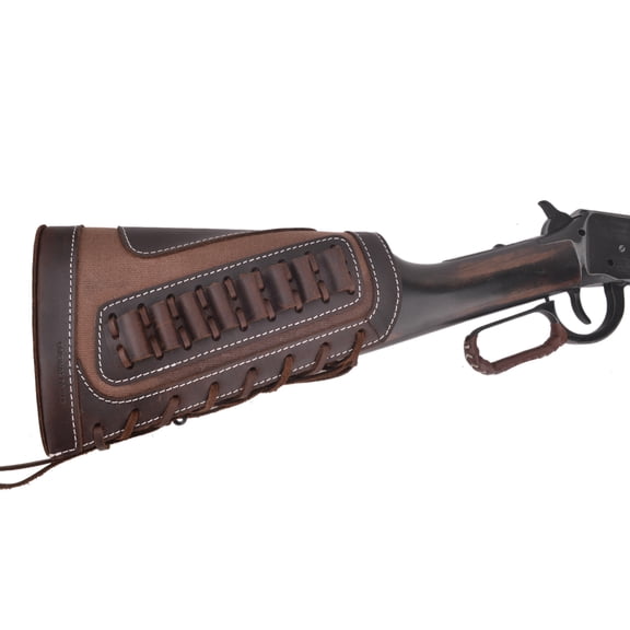Wayne's Dog Leather Gun Shell Holder Buttstock Canvas Recoil Pad with Extension for .357 .30/30 .38