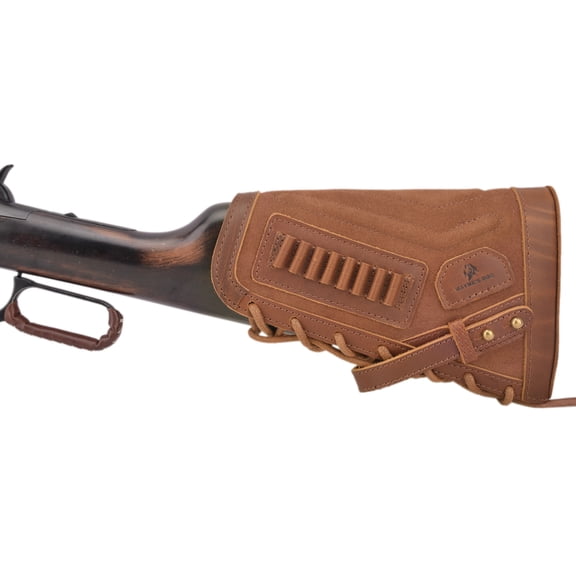 Wayne's Dog No Drill Leather Rifle Ammo Holder Carrier Cover Buttstock for Left Handed .308.45-70 .30-30.22LR .22MAG