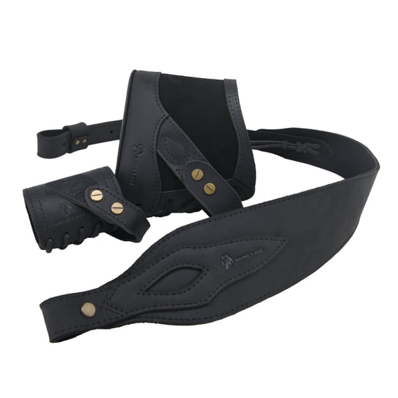 Wayne's Dog Retro No-Drill Leather Rifle Buttstcok, Barrel Mount, Carry Sling Set