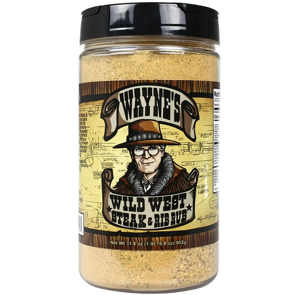 Wayne's Wild West Steak and Rib Rub 31.8 oz Bottle Gluten Free No MSG Sweet Smoky Beef Poultry Spice