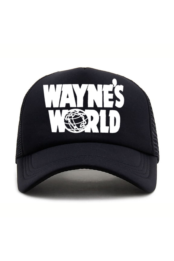 Wayne's World Hat - Embroidered Movie Baseball Cap, Adjustable Trucker Snapback for Men Women, Halloween Cosplay Costume, Dad Gift, Fan Apparel Black