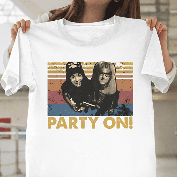 Waynes World Campbell Algar Party On Vintage Movie SNL Sketch Unisex T-Shirt, for men & women, up to size 5XL.