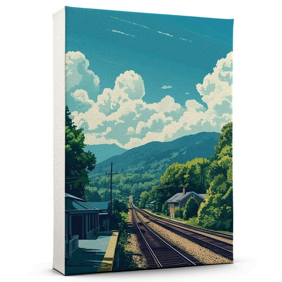 Waynesville Travel Canvas, Vintage City Canvas North Carolina Canvas Wall Art, Waynesville Canvas Colorful, North Carolina Picture Canvas - 104AZ1483