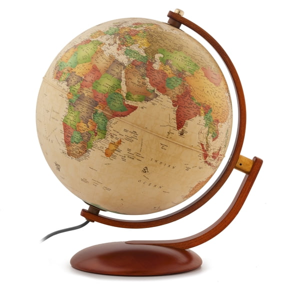 Waypoint Geographic Andorra Illuminated Globe, 12" Antique-Style World Globe, Up-to-Date Globe, Multidirectional View, Reference Globe, For Home and Office Decor