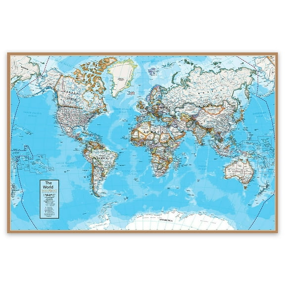 Waypoint Geographic Contemporary World Wall Map, 24 x 36, Laminated, Blue Oceans