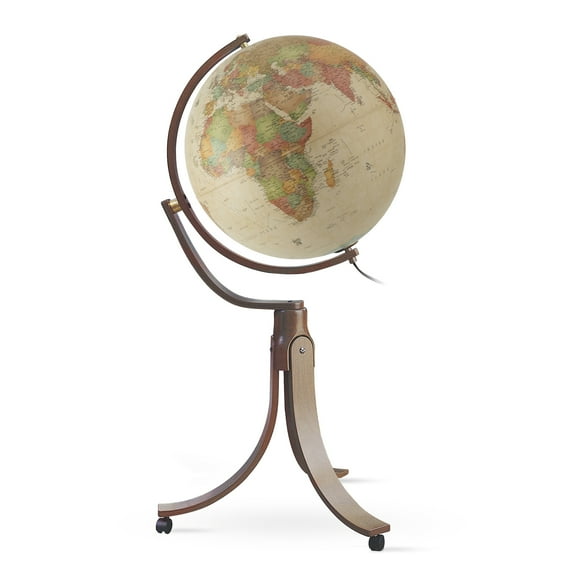 Waypoint Geographic Emily Globe 20-inch Diameter Antique Ocean Illuminated Floor Standing Globe