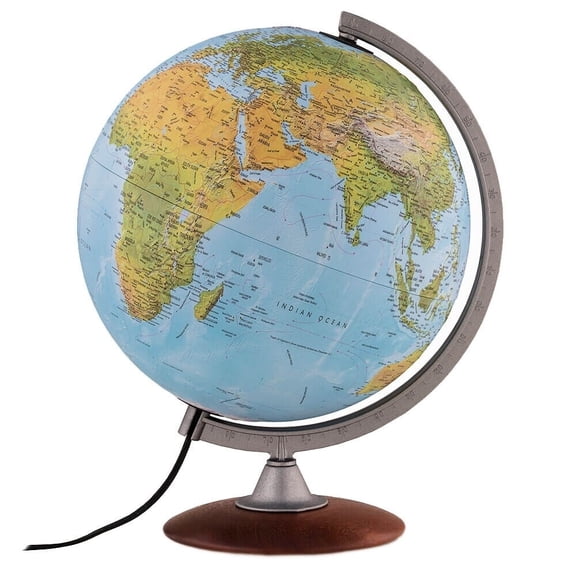 Waypoint Geographic Tactile Relief Globe 12-inch Diameter Illuminated Desk Globe w/Raised Relief