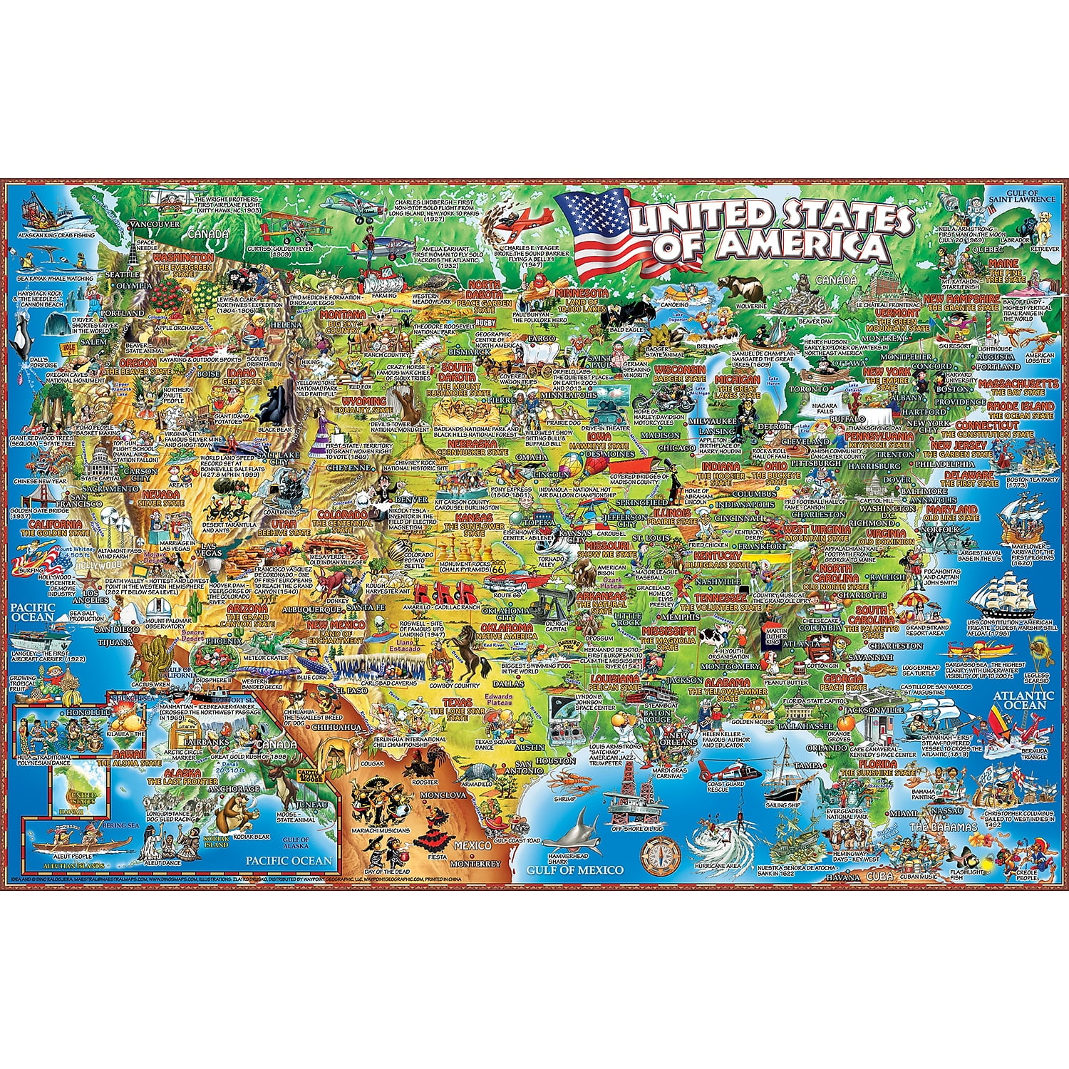 Waypoint Geographic USA Illustrated 250Piece Jigsaw Puzzle