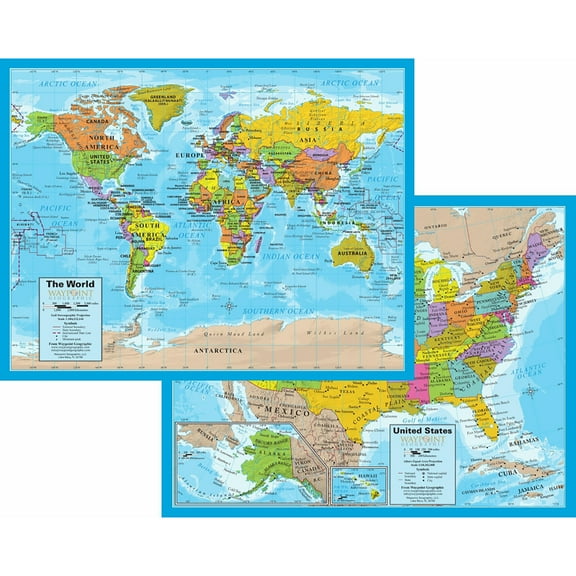 Waypoint Geographic World/USA Laminated Notebook Maps, 32 Count