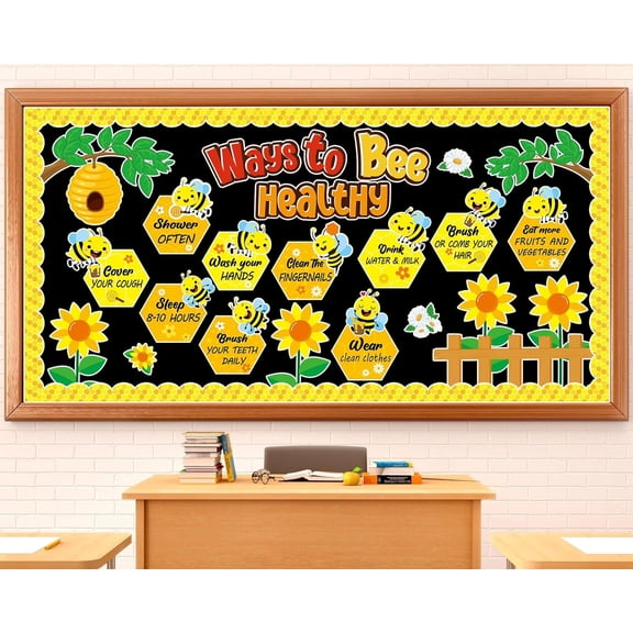 Ways to Bee Healthy Bulletin Board for Classroom Decoration Summer Bee Classroom Decoration Healthy Paper Cutouts Summer Healthy Habits Bulletin Board Decorations for School Wall Decor Supplies