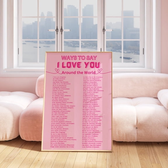 Ways To Say I Love You Pink Wall Art, Unframed Paper Print Size 12x18