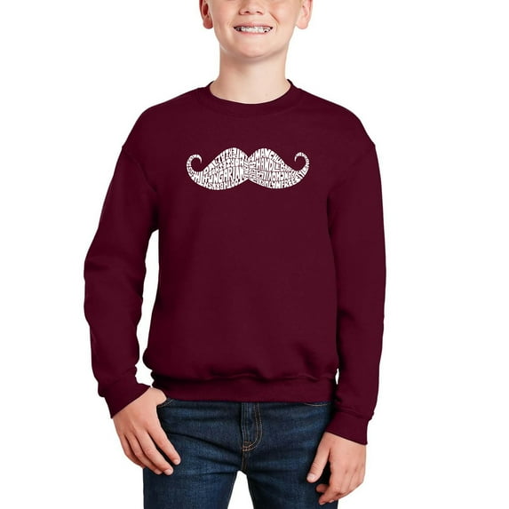 Ways To Style A Moustache - Boy's Word Art Crewneck Sweatshirt