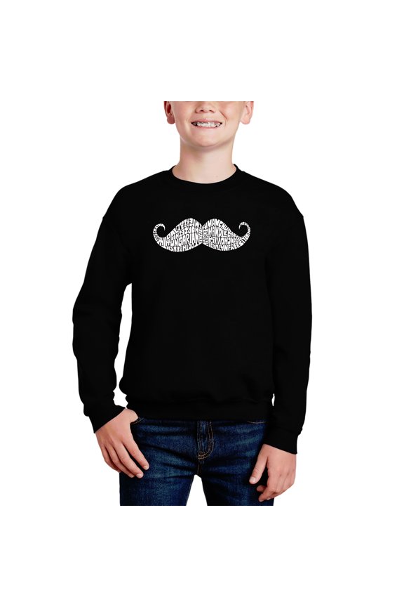 Ways To Style A Moustache - Boy's Word Art Crewneck Sweatshirt