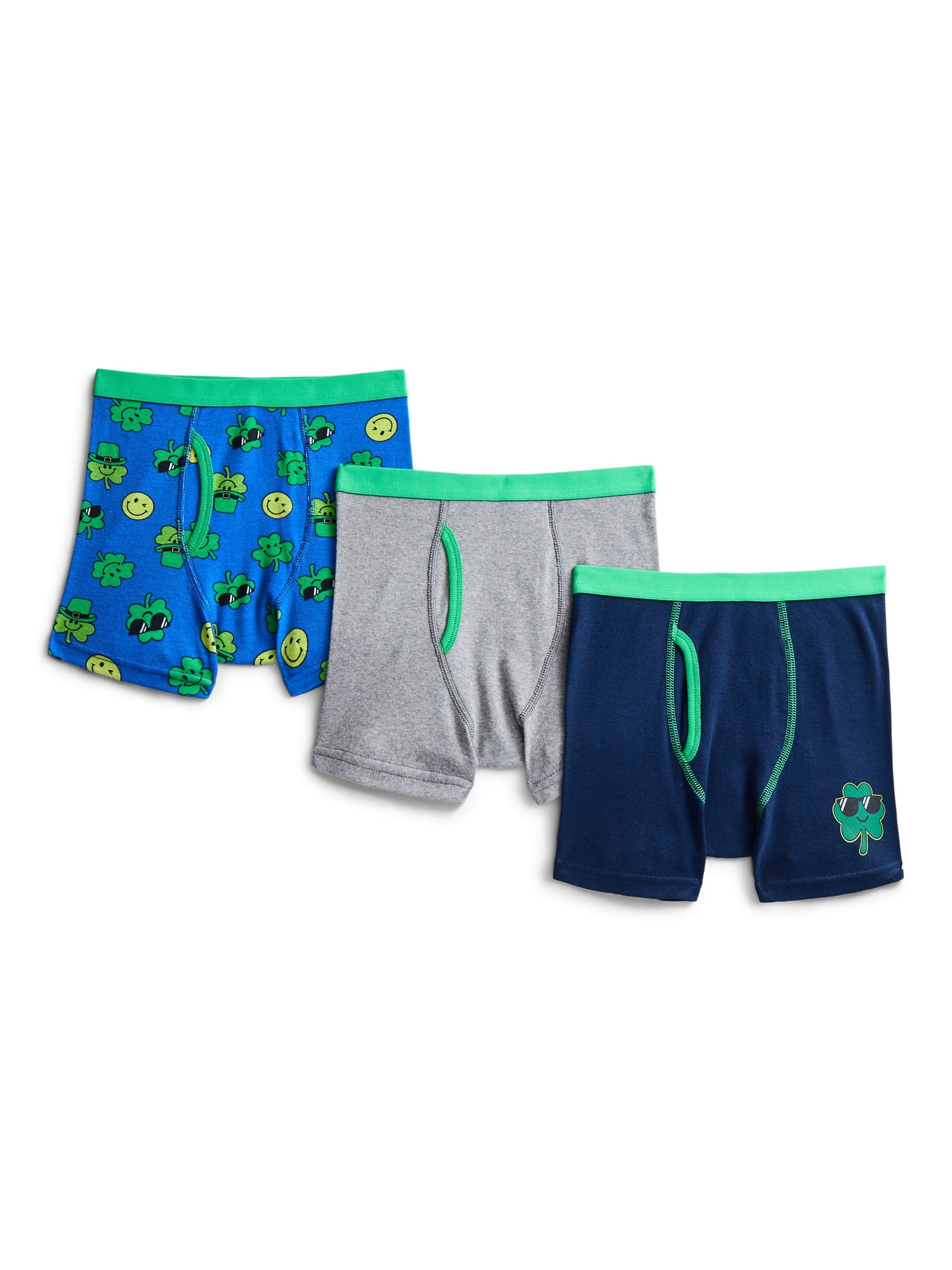 St Patrick's Day Boys Cotton Boxer Briefs from Ways to Celebrate, 3-Pack, Sizes S-XL