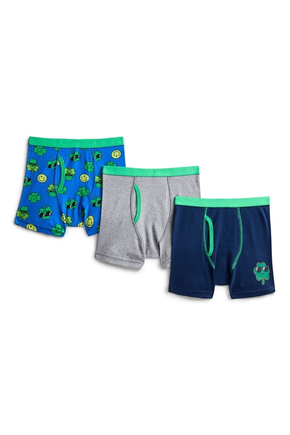 St Patrick's Day Boys Cotton Boxer Briefs from Ways to Celebrate, 3-Pack, Sizes S-XL