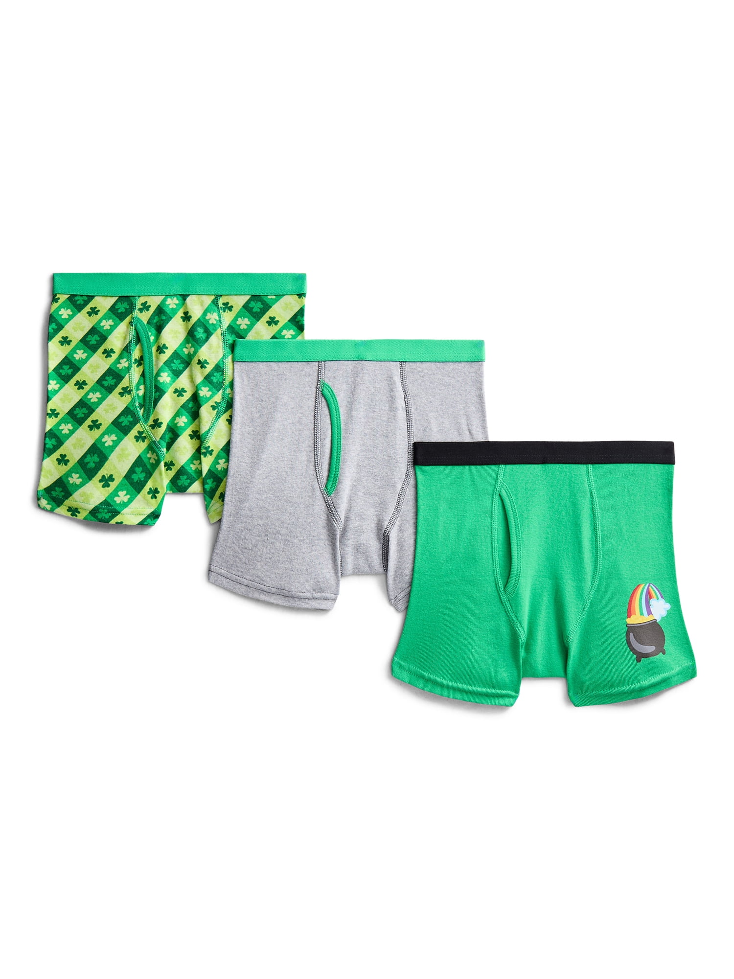St Patrick's Day Boys Cotton Boxer Briefs from Ways to Celebrate, 3-Pack, Sizes S-XL